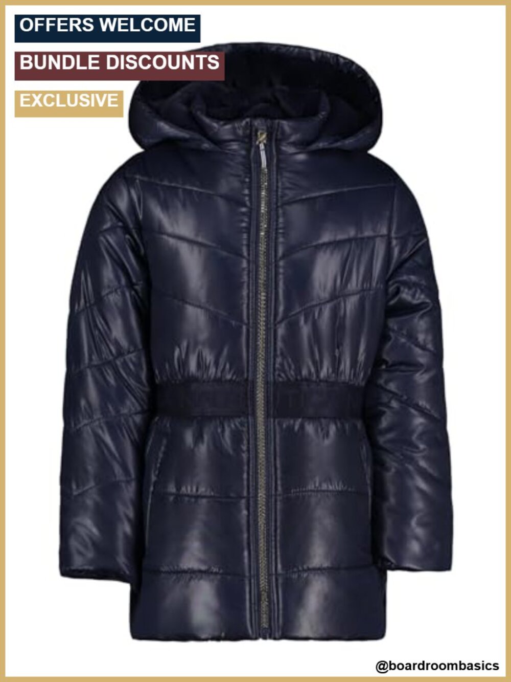 Girls Heavyweight Hooded Winter Puffer Coat Full Zip Faux Fur Lined